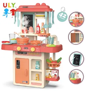 Top verkoper plastic kids pretend play set musical water spuiten mist kinderen keuken set speelgoed