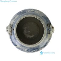 RZNA22-B Vaso in Stile Antico Blu e Bianco con Manici a Testa di Leone, Vasi Decorativi di Lusso per la Casa