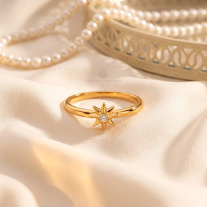 Bague Moissanite Étoile Scintillante, Bague Solitaire Étoile du Nord Céleste, Bijoux Cosmiques Délicats en Or, Fabricant de Bijoux Personnalisés en Gros - Product Image 1