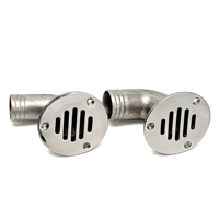 Drain de pont incurvé monobloc professionnel en acier inoxydable AISI 316, raccord de drainage de pont de bateau marin robuste moulé par investissement
