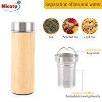 Bouteille d'eau isotherme écologique avec infuseur à thé et filtre, tasse de voyage en acier inoxydable à double paroi