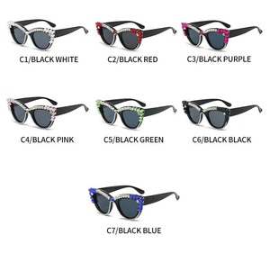 Gafas de sol UV400 para mujer con acentos de diamantes Montura de PC para mujer Gafas de baile de ojo de gato resistentes a los rayos UV - Product Image 6