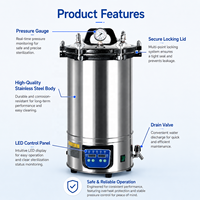 Autoclave Portátil de Acero Inoxidable para Laboratorio, Esterilizador a Vapor a Presión, 18L 24L, Máquina Esterilizadora de Alta Temperatura