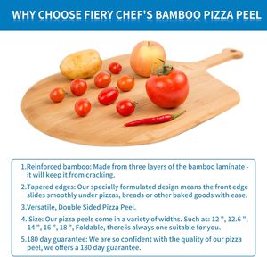 Pala para <span class=keywords><strong>Pizza</strong></span> <span class=keywords><strong>de</strong></span> Bambú Fiery <span class=keywords><strong>Chef</strong></span> <span class=keywords><strong>de</strong></span> 12 Pulgadas, Ligera, con Ranuras para 8 Rebanadas, Apta para Horno, Accesorio para Horno <span class=keywords><strong>de</strong></span> <span class=keywords><strong>Pizza</strong></span> al Aire Libre, 17.3x12.2 - Product Image 6