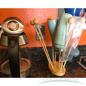 Tendedero de bolsas de plástico de madera de haya-Bolsa reutilizable y secador de botellas, diseño de ahorro de espacio para almacenamiento de cocina - Product Image 4