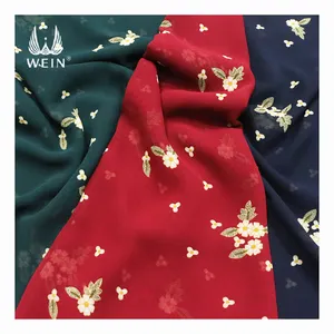 WI-A08 heißer Verkauf atmungsaktive helle Farbe Große Blumen drucken 100% Polyester Chiffon bedruckten Stoff für Kleid