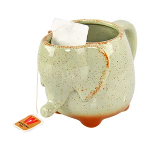 Tasse à thé en céramique 3d personnalisée, design mignon, animal, poignée en forme d'éléphant, grès, tasse à thé en céramique, fabricant