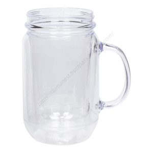 Vente en gros DD1791 Gobelets isothermes personnalisés à large ouverture de 20 oz, en plastique, type bocal Mason, avec poignées et couvercles - Product Image 3
