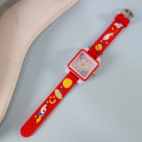 Montre-bracelet carrée pour enfants, motif avion de dessin animé, sportive et tendance, mouvement à quartz, bracelet en silicone, aiguilles, résistante à l'eau, design amusant et mignon