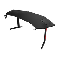 Bureau de jeu PC noir, grand bureau pour e-sport avec bande LED RVB, poste de travail d'angle pour gamer, utilisation à domicile ou au bureau