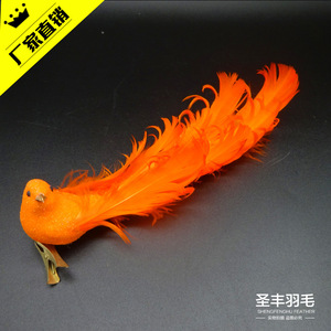 Handcrafted Realistic Bird Decoration With Feathers Orange Color Animal Shape Home Decor Easter Decoration YMFZ003 - Product Image 2