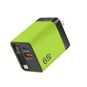 GAN 65W USB Type C 5A พลังงานสูงอเนกประสงค์ที่ชาร์จไฟ OTP ติดผนังเข้ากันได้กับ QC3.0อะแดปเตอร์ชาร์จสำหรับแล็ปท็อปโทรศัพท์มือถือ - Product Image 5