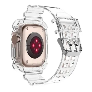 Integriertes TPU Clear Watch Band Armband Schutzhülle für Apple Watch Ultra 49mm transparentes Armband