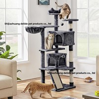 Dropshipping Chine Modèle 188 Arbre à chat et lit intégrés, conception en tour, pour chats de grande taille, style épuré, en panneau de particules