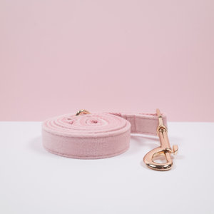 Collier de chien personnalisé en velours rose pâle de luxe avec laisse, fait à la main, cadeau de mariage pour chiot - Product Image 4