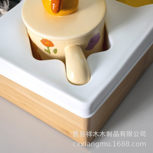 Wooden Desktop Storage Box <b>Rectangle</b> 8cm High With Silicone Insert For Snacks And Drinks Organizers - Product Image 3