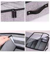 Boîte de rangement pliable sous le lit pour vêtements avec couvercle, boîte de rangement sous le lit avec étagères réglables, poignées et fenêtre transparente.