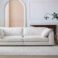 Modernes Sofa aus Leinenstoff, übergroße 3-Sitzer-Eckcouch mit abnehmbaren Kissen für das Wohnzimmer