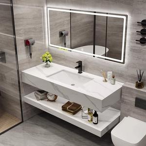 Personalizado moderno hogar apartamento Hotel escuela flotante vanidad baño armario de almacenamiento con LED fregadero espejo - Product Image 5