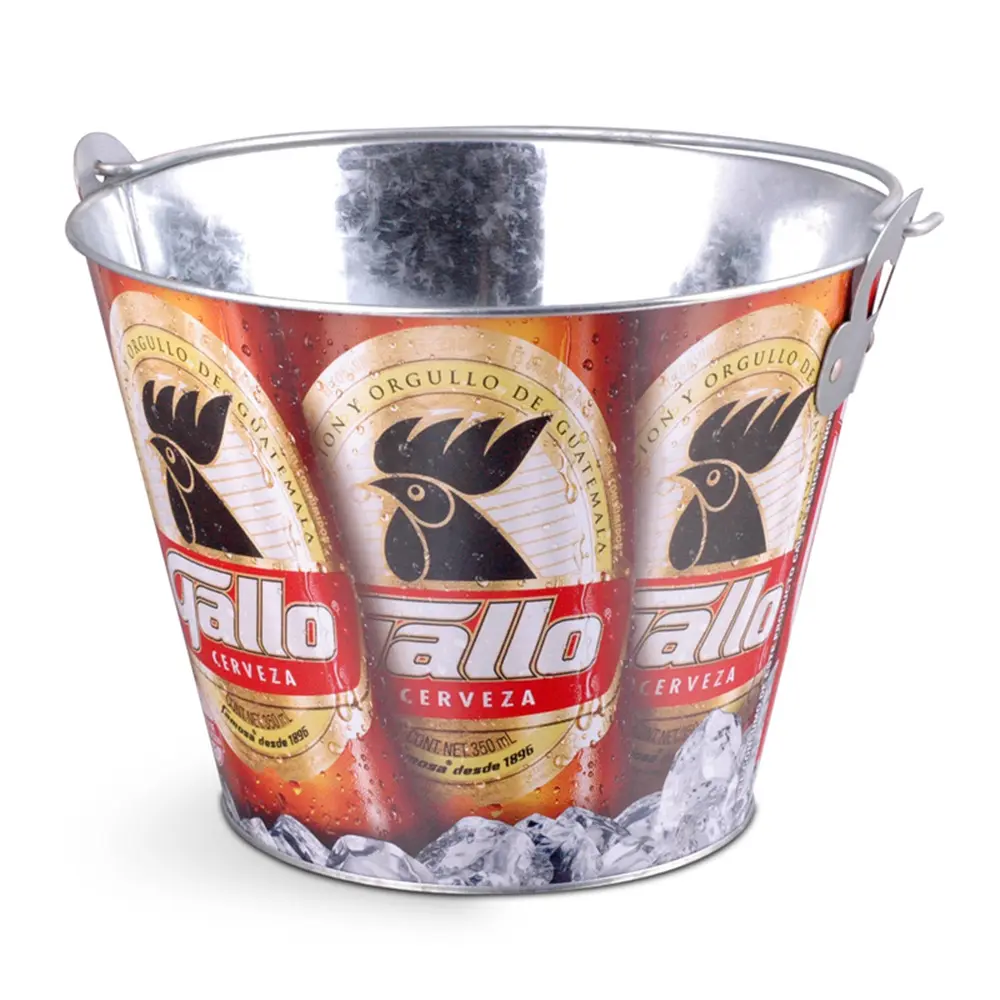 Custom Branding 5L/10L/15L Redondo Metal Galvanizado Flandres Balde De Gelo