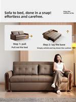 Modernes Minimalistisches Leder-Polsterbett mit Kiefernholzrahmen, Multifunktionales Klappbett für Kleine Apartments