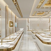 Vitrine de présentation de bijoux commerciale moderne Sundo Boutique, comptoir de présentation personnalisé, conception de vitrine, aménagement de mobilier en rendu 3D