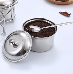 Utensili da cucina spezie in acciaio inossidabile sale zucchero olio pepe peperoncino condimento vaso contenitore con cucchiaio strumenti per erbe e spezie per tutte le stagioni - Product Image 1