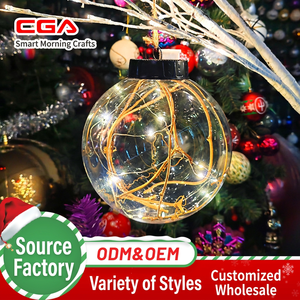 Bola de Navidad de plástico iluminada transparente grande de 6-8 pulgadas, adorno para árbol de Navidad, bola decorativa personalizable para las fiestas - Product Image 2