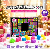 Coffret de compte à rebours de Noël 2026 en résine, boîte mystère à 24 compartiments pour enfants, jouet anti-stress souple, surprise de vacances