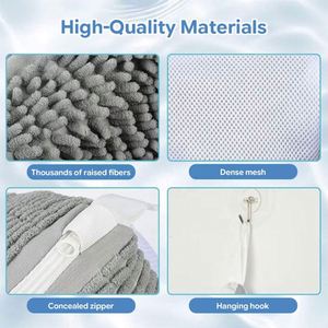 Sac de lavage portable personnalisé en chenille avec panneau en maille carrée, anti-déformation, pour machine à laver, protection pour chaussures, vente en gros - Product Image 2