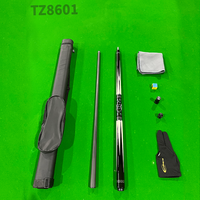 Queue de billard professionnelle Black Technic 1/2 en fibre de carbone véritable de qualité supérieure, 58 pouces, 12,75 mm, avec extension en graphite