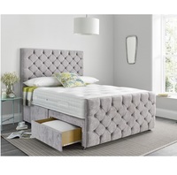 Lit rembourré en velours pelucheux 4 pieds 6 pouces double 5 pieds king size avec tiroirs