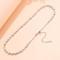 Argent 925 Original Total 11.45 Carat Brilliant Cut Diamond Test Passé Goutte D'eau Ovale Carré VVS1 Moissanite Collier pour Femmes