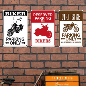 BIKER PARKING SEULEMENT TOUS LES AUTRES SERONT CRUSHED Vintage Metal Sign Man Cave Wall Decor 8 "x 12" Retro Tin Sign Wholesales - Product Image 2