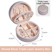 Mini boîte à bijoux portable, petit organiseur de bijoux en cuir PU, étui de voyage pour bagues, boucles d'oreilles, colliers