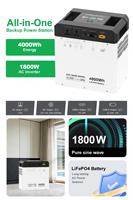 Générateur solaire portable haute capacité 4000Wh, station d'alimentation LiFePO4 pour la maison, la sortie de l'électricité réseau, le camping et les camping-cars