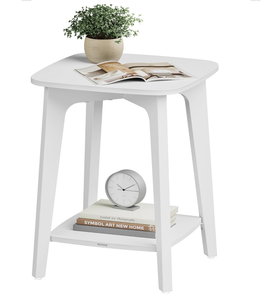 Mesa Auxiliar Multifuncional Moderna de Madera Maciza con 2 Niveles de Almacenamiento, Mesa Auxiliar Estrecha Plegable para Dormitorio y Sala de Estar - Product Image 4