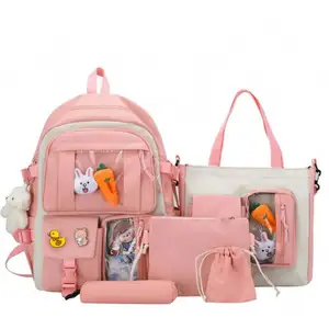 Mochilas tas sekolah perempuan, ransel set tas sekolah 2024, tas ransel anak perempuan