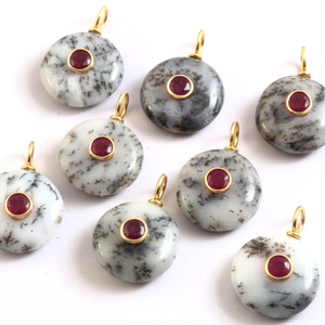 Beautiful Dendrite Opal Round Inlay Pendant Opal Gemstone Pendant Jewelry <b>Charms</b> 925 <b>Sterling</b> <b>Silver</b> Bezel Setting Pendants Bulk - Product Image 1