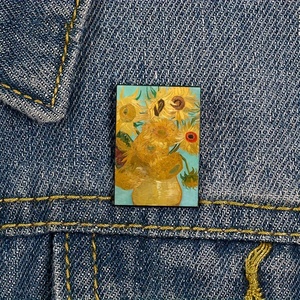 Broche de pintura al óleo famoso de Van <span class=keywords><strong>Gogh</strong></span> de estilo Vintage, diseño de dibujos animados, regalo para amigos, insignia de Pin personalizable - Product Image 2
