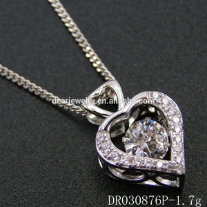 Hot Sale Dancing Diamond CZ Single <b>Heart</b> <b>Shape</b> Pendant Cubic Zirconia Pendant Silver 925 Pendant - Product Image 2
