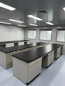 Postazione di Lavoro da Laboratorio in Metallo Stile Industriale, Tavolo da Laboratorio in Ferro per Scuole Odontoiatriche, Applicazioni Mediche e Biologiche, Design con Pannello in Legno - Product Image 2