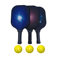 Paleta de Pickleball OEM, Selecta, superficie de carbono sin tratar, superficie de abrasión de carbono, logotipo impreso, juego de raqueta de bola de pepinillo de mayor potencia