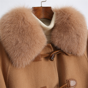 Manteau d'hiver pour femme Pudi en vraie fourrure <span class=keywords><strong>de</strong></span> renard, mélange parka, trench, cape Z21171, grande taille, en <span class=keywords><strong>laine</strong></span>, 2021, pour femme, en polaire tissée longue et brute - Product Image 4