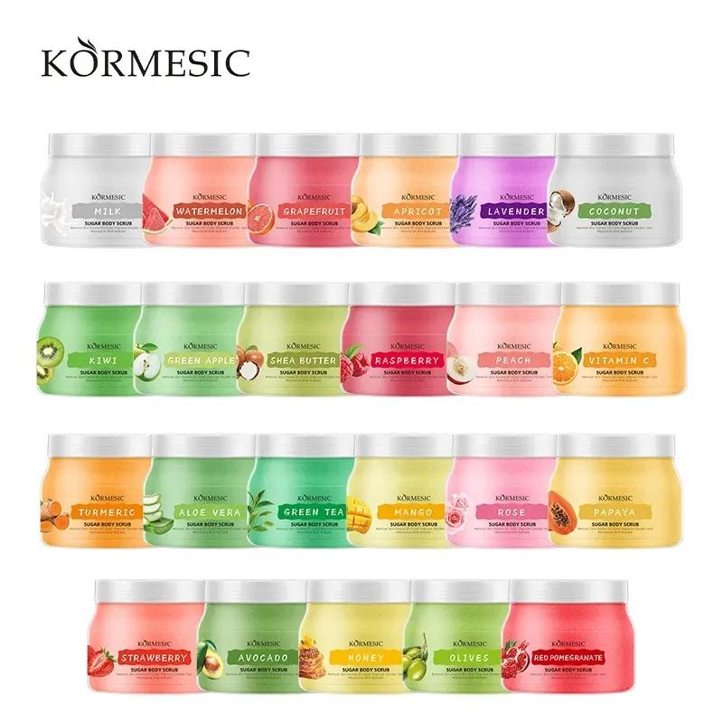 Gommage corporel au sel de bain de fruits KORMESIC, étiquette pivate, exfoliant, nettoyage des pores, soins de la peau, gommage corporel