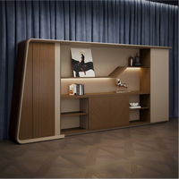 Bibliothèque de bureau exécutive moderne de luxe, armoire de rangement architecturale pour PDG avec éclairage LED pour ensemble de bureau complet