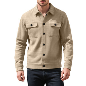 Chemise décontractée à carreaux jacquard pour homme, coupe ajustée, col rabattu, boutonnée, avec poches, taille européenne, automne-hiver - Product Image 1