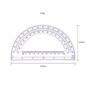Toptan 6-Inch saydam plastik Protractors çocuklar için çocuk okul çalışması için 180 derece geometri açı ölçümü - Product Image 2