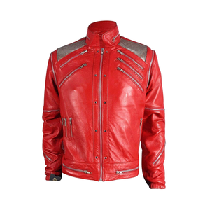 Veste en cuir rouge personnalisée pour homme, en véritable peau de mouton, multi-zippée, style punk rock, moto, biker, coupe ajustée, veste en cuir véritable - Product Image 1