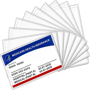 Protecteur de carte de sécurité sociale en PVC personnalisé étanche ID Business New Medicare Card Holder Protector Sleeves